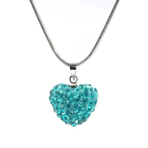 Fako Bijoux® - Ketting - Disco Dots - Hart - Turquoise, Handtassen en Accessoires, Kettingen, Verzenden