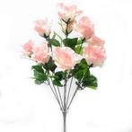 Zijden Rozen met Gips Lichtroze Pink 9 knoppen Boeket 54 cm, Nieuw
