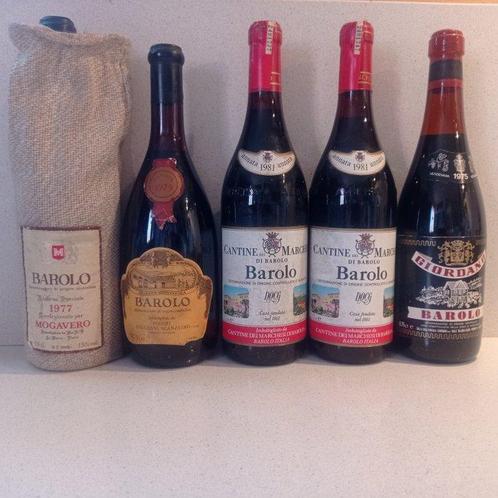 1981 x2 Marchesi di Barolo, 1975 Giordano, 1979 Scanavino &, Verzamelen, Wijnen