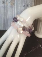 Perles deau douce baroques, Améthyste, Quartz rose, Quartz