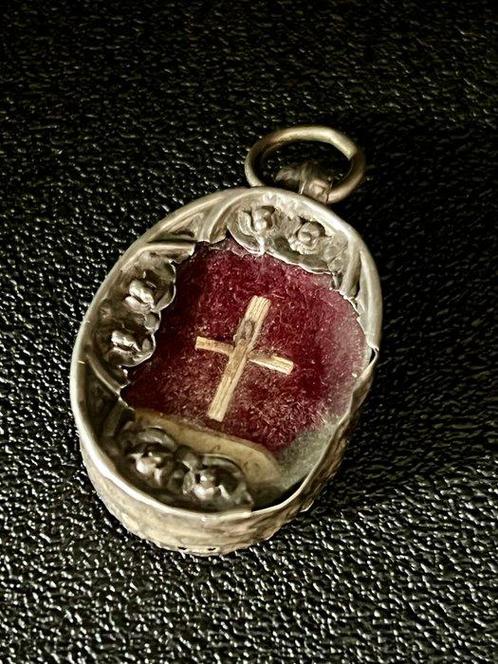 Reliekhouder - Glas, Textiel, Verzilverd - 1850-1900 -, Antiek en Kunst, Kunst | Niet-Westerse kunst