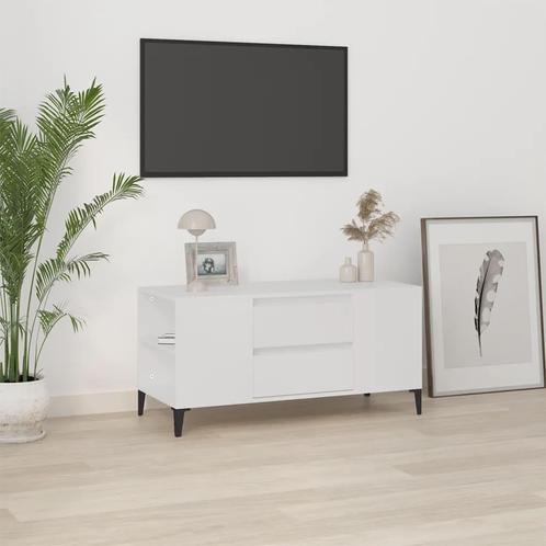vidaXL Tv-meubel 102x44,5x50 cm bewerkt hout wit, Maison & Meubles, Armoires | Mobilier de télévision, Envoi