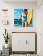 Laura Anton - Belle Surfeuse, Antiquités & Art, Art | Peinture | Moderne