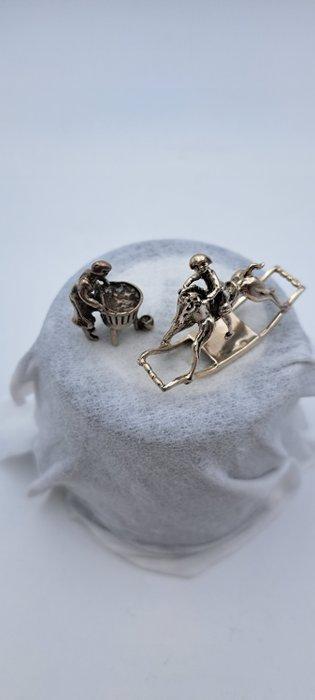 schoonhoven - C.A.STOUT - Personnage miniature - Hobbelpaard, Antiek en Kunst, Antiek | Zilver en Goud