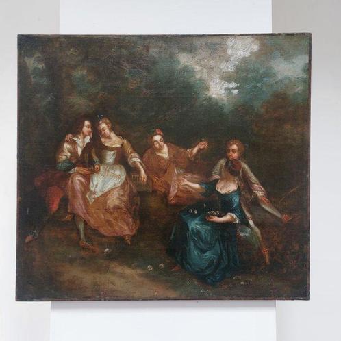 École italienne (XVIII) - Scena galante, Antiek en Kunst, Kunst | Schilderijen | Klassiek