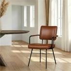 Leren eetkamerstoel Solid met armleuning - Granada Savannah, Ophalen of Verzenden, Nieuw, Bruin, Leer