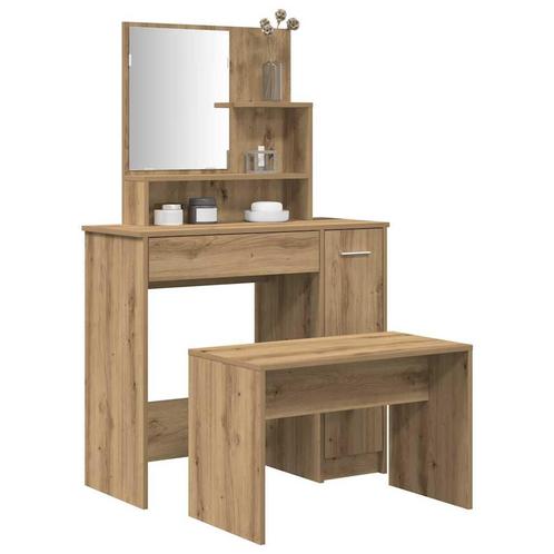 vidaXL Kaptafelset bewerkt hout artisanaal eiken, Huis en Inrichting, Tafels | Kaptafels, Nieuw, Verzenden