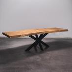 Boomstamtafel, Eettafel 280x92 massief hardhout, metaalpoot, Overige houtsoorten, Robuust Modern, Vijf personen of meer, Rechthoekig