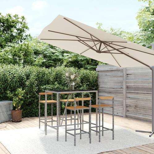 vidaXL 5-delige Tuinbarset poly rattan en massief acaciahout, Tuin en Terras, Tuinsets en Loungesets, Nieuw, Verzenden