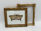 Lijst (2) - Hout - Goudkleurige monturenpaar, Antiek en Kunst