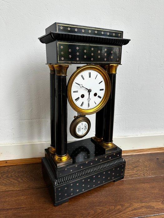 Portico klok Napoleon III geeboniseerd hout, metaal en, Antiek en Kunst, Antiek | Klokken