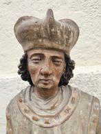 sculptuur, Polychrome Holzskulptur eines Heiligen in