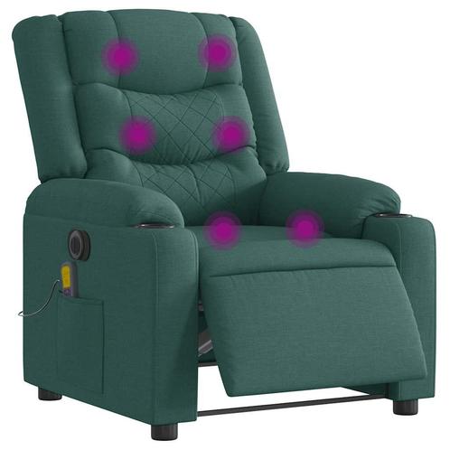 vidaXL Massagestoel elektrisch verstelbaar stof donkergroen, Huis en Inrichting, Fauteuils, Nieuw, Verzenden