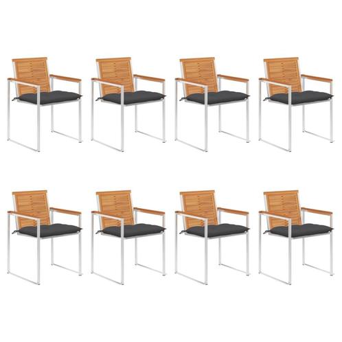 vidaXL Tuinstoelen 8 st met kussens massief acaciahout, Tuin en Terras, Tuinstoelen, Nieuw, Verzenden