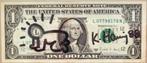 Keith Haring  - Getekend en gesigneerd $ dollar biljet, Antiek en Kunst, Kunst | Litho's en Zeefdrukken, Verzenden