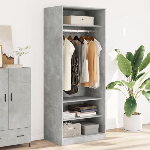 vidaXL Kledingkast 80x50x200 cm bewerkt hout betongrijs, Huis en Inrichting, Kasten | Kleerkasten, Nieuw, Verzenden