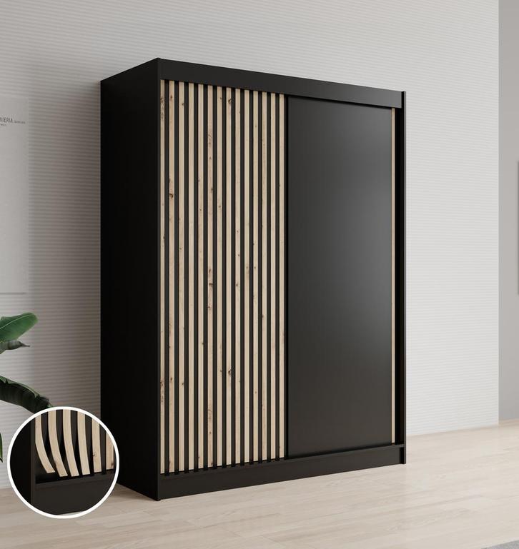 Kledingkast mat Zwart 150x62x200 Garderobekast, Huis en Inrichting, Kasten | Overige, Nieuw, Verzenden