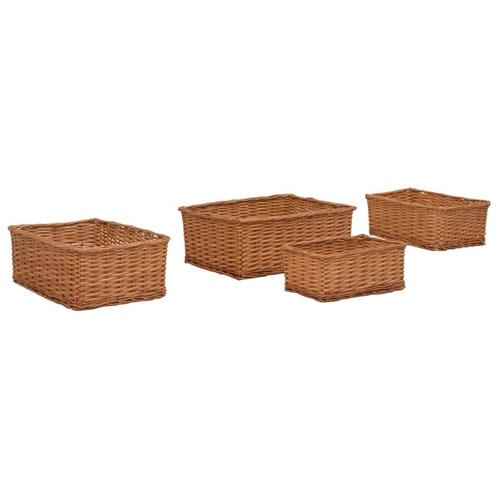 vidaXL 4-delige Mandenset stapelbaar wilgen bruin, Doe-het-zelf en Bouw, Kratten en Dozen, Nieuw, Verzenden