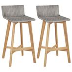 vidaXL Barkrukken 2 st massief acaciahout, Tuin en Terras, Tuinstoelen, Verzenden, Nieuw