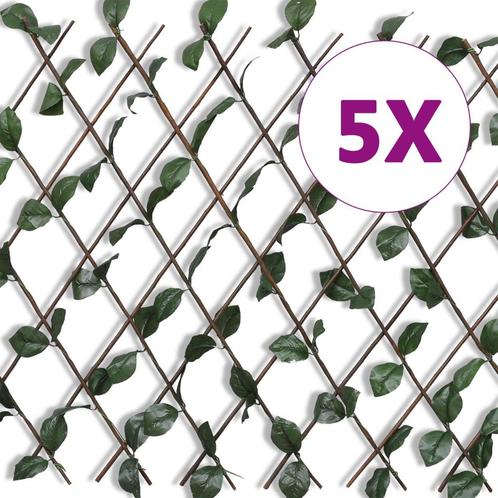 vidaXL Tuinlatwerk 5 st met kunstbladeren 180x90 cm wilg, Tuin en Terras, Tuinhekken en Hekwerk, Nieuw, Verzenden
