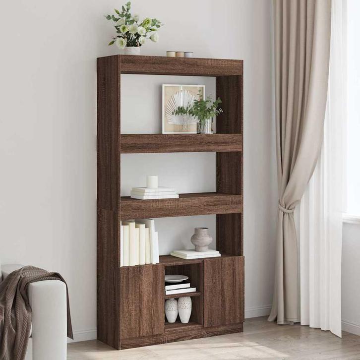 vidaXL Hoge kast 92x33x180 cm bewerkt hout bruin eikenkleur, Huis en Inrichting, Kasten | Boekenkasten, Nieuw, Verzenden