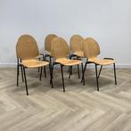 Tweedehands Complete set  6x schoolstoel / kantinestoel, Huis en Inrichting, Stoelen, Gebruikt, Zwart, Hout