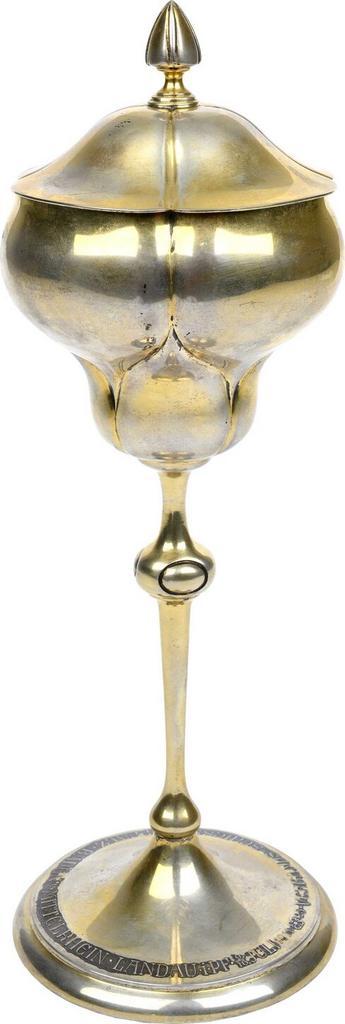 Zilverner Schuetzenpokal mit Deckel, vergoudet 1911 Schue..., Timbres & Monnaies, Pièces & Médailles, Envoi