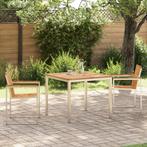 vidaXL 3-delige tuintafelset van massief teak en roestvrij, Tuin en Terras, Verzenden, Nieuw