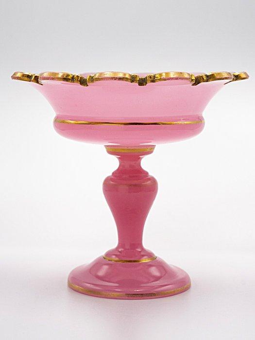 Antique Chalcedony Glass Bonbon Basket - 1850, Pink-24, Antiek en Kunst, Antiek | Glaswerk en Kristal