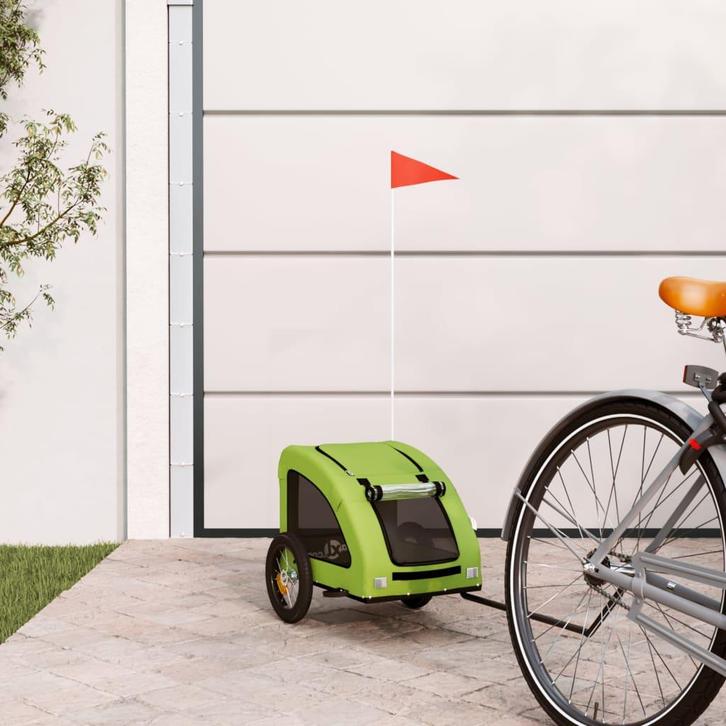 vidaXL Hondenfietstrailer oxford stof en ijzer groen, Dieren en Toebehoren, Overige Dieren-accessoires, Nieuw, Verzenden