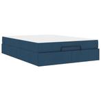 vidaXL Bedframe met matras met matras 2 pcs Blauw Stof, Huis en Inrichting, Slaapkamer | Bedden, Verzenden, Nieuw