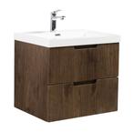 Badkamermeubel Set Thermis 60cm Walnoot Bruin Badmeubel, Verzenden, Nieuw