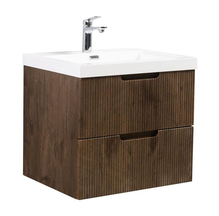 Badkamermeubel Set Thermis 60cm Walnoot Bruin Badmeubel, Huis en Inrichting, Badkamer | Badkamermeubels, Nieuw, Verzenden
