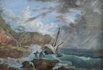Ecole française du XVIIIe siècle - Navire dans la tempête, Antiquités & Art