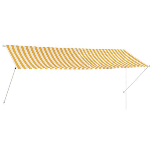 vidaXL Luifel uittrekbaar 350x150 cm geel en wit, Tuin en Terras, Zonneschermen, Nieuw, Verzenden