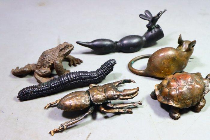 Brons, IJzer (gegoten) - Marked  Amemiya - (6) Prachtige, Antiquités & Art, Antiquités | Autres Antiquités