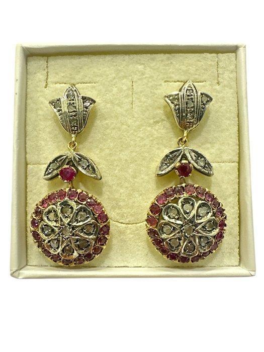 Oorbellen - 14 karaat Roségoud, Zilver - 0.96ct. tw. Diamant, Handtassen en Accessoires, Oorbellen