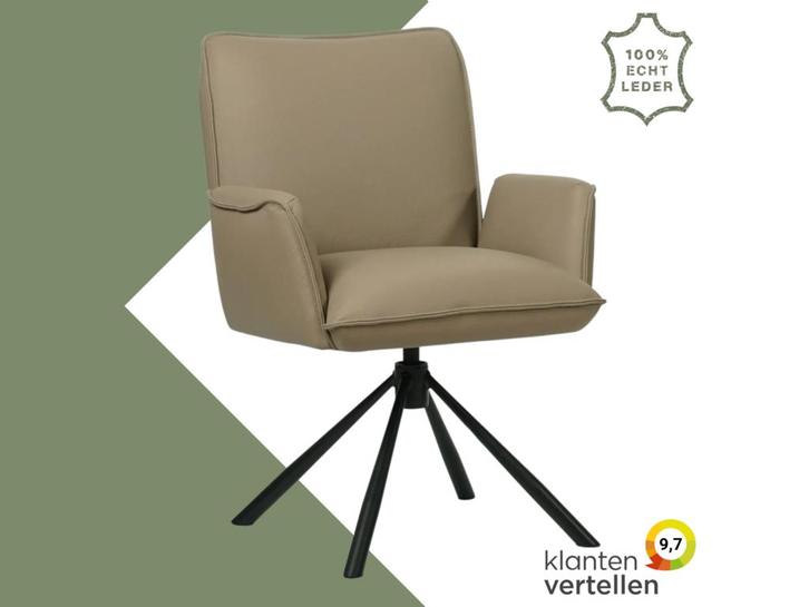 Leren draaibare eetkamerstoel Elite - Toledo Mocca, Huis en Inrichting, Barkrukken, Nieuw, 1 kruk, Leer, 60 tot 90 cm, Ophalen of Verzenden