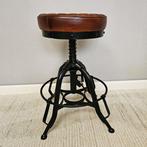 Kruk - Draaikruk in hoogte verstelbaar - Leder, IJzer, Antiek en Kunst