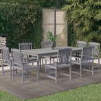 vidaXL 9-delige Tuinset massief acaciahout grijs, Tuin en Terras, Verzenden, Nieuw, Tuinset