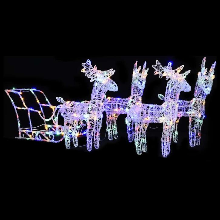 vidaXL Kerstdecoratie rendieren en slee 280x28x55 cm acryl, Diversen, Kerst, Nieuw, Verzenden