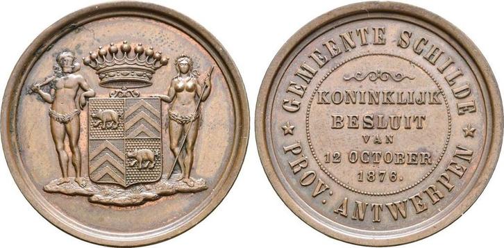 Brons medaille auf das Dekret vonm 12 Okt 1876 Belgie Ant..., Postzegels en Munten, Penningen en Medailles, Verzenden