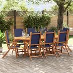 vidaXL 9-delige Tuinset massief acaciahout en textileen, Tuin en Terras, Verzenden, Nieuw, Tuinset