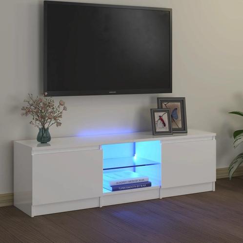 vidaXL Meuble TV avec lumières LED blanc brillant, Huis en Inrichting, Kasten |Televisiemeubels, Verzenden