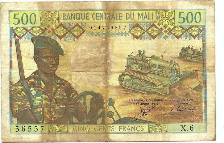500 Francs Nd (1973-1984) Mali, Postzegels en Munten, Bankbiljetten | Europa | Niet-Eurobiljetten, België, Verzenden