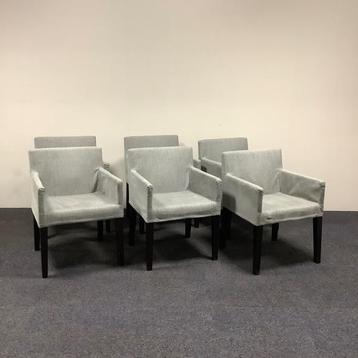 Tweedehands complete set van 6 x eetkamer fauteuil, grijs -