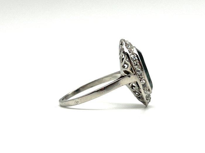 Ring Platina - 3.50ct. tw. Saffier - Diamant, Handtassen en Accessoires, Ringen