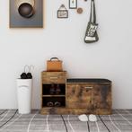 vidaXL Schoenenbank 94,5x31x57 cm bewerkt hout gerookt, Huis en Inrichting, Verzenden, Nieuw
