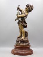 August Moreau (1834-1917) - sculptuur, L´enfant au canard -, Antiek en Kunst