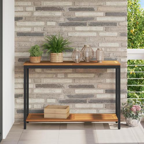 vidaXL Buitentafel Natuurlijk & Zwart 35x110x75 cm Massief, Tuin en Terras, Tuintafels, Nieuw, Verzenden